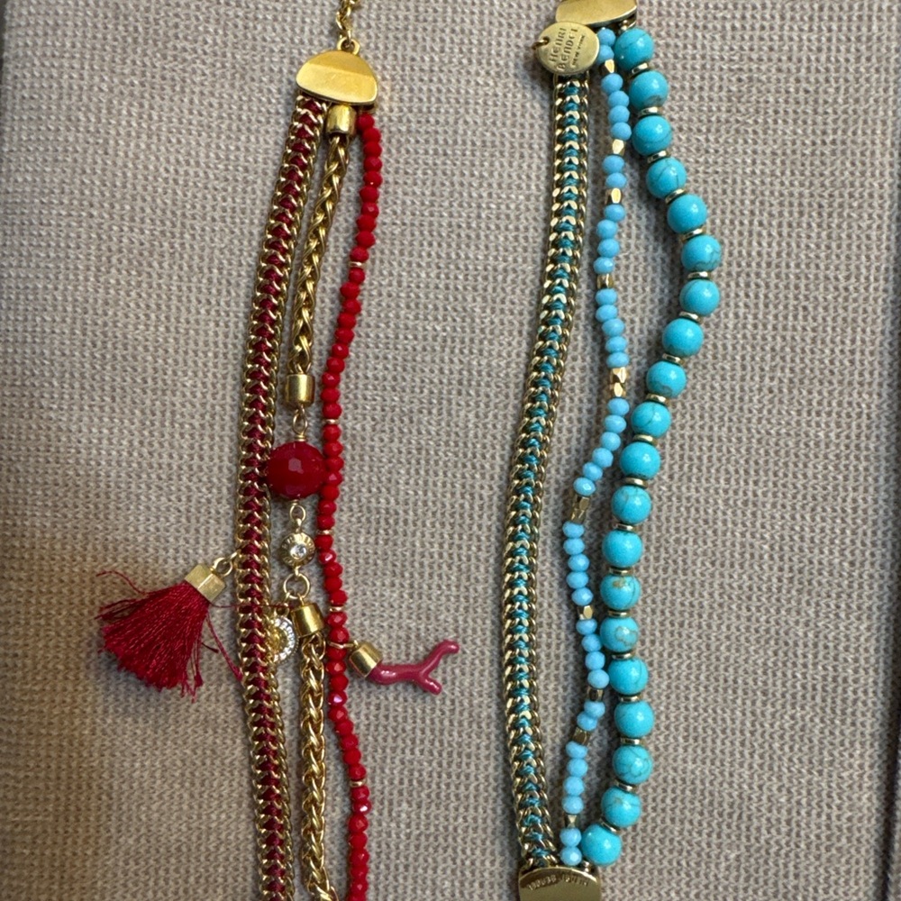 Henri Bendel Multi-Strand Statement Bracelets Red… - image 1